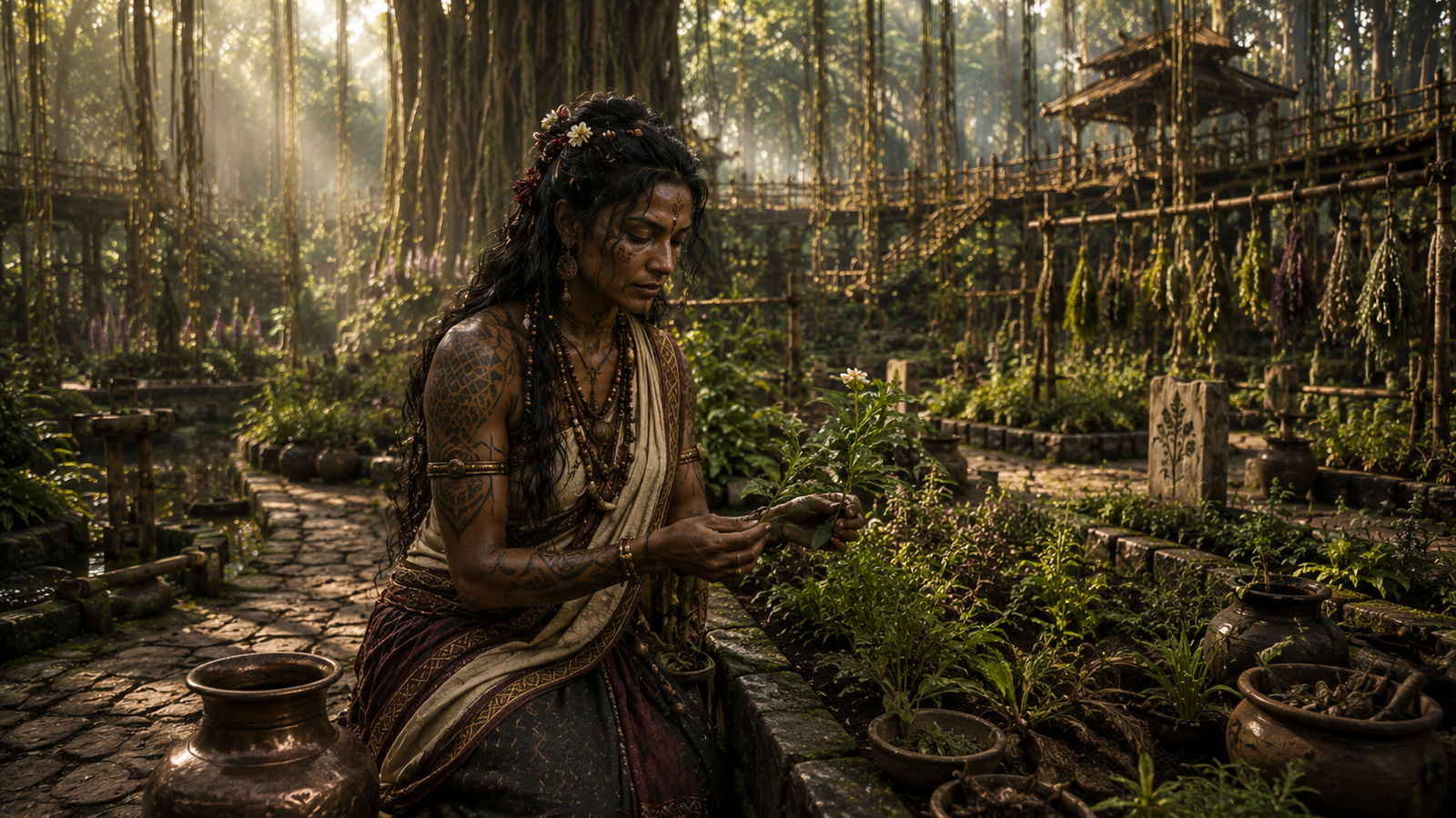 Jaratkaru in her garden